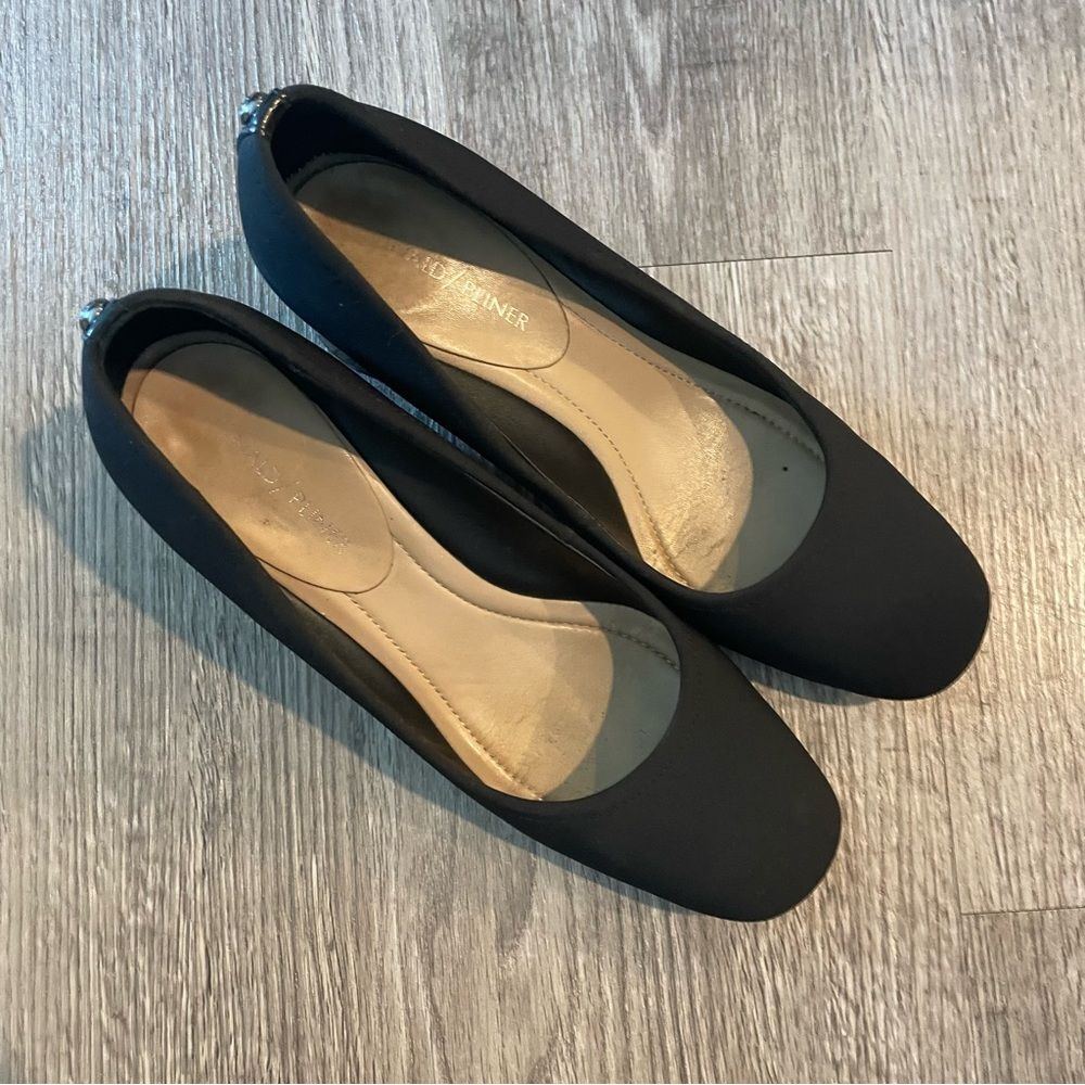 DONALD J. PLINER Black Nylon Patent Leather Block Heels - Picture 7 of 13